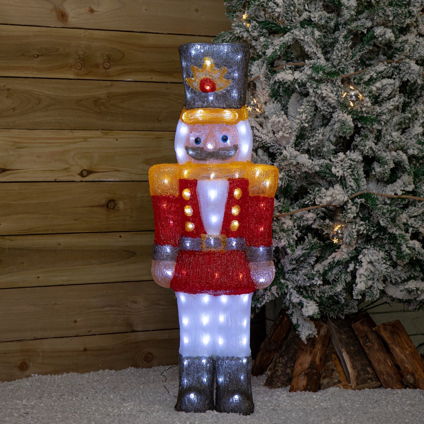 93cm Light up Acrylic Christmas Nutcracker Decoration with 140 White LEDs