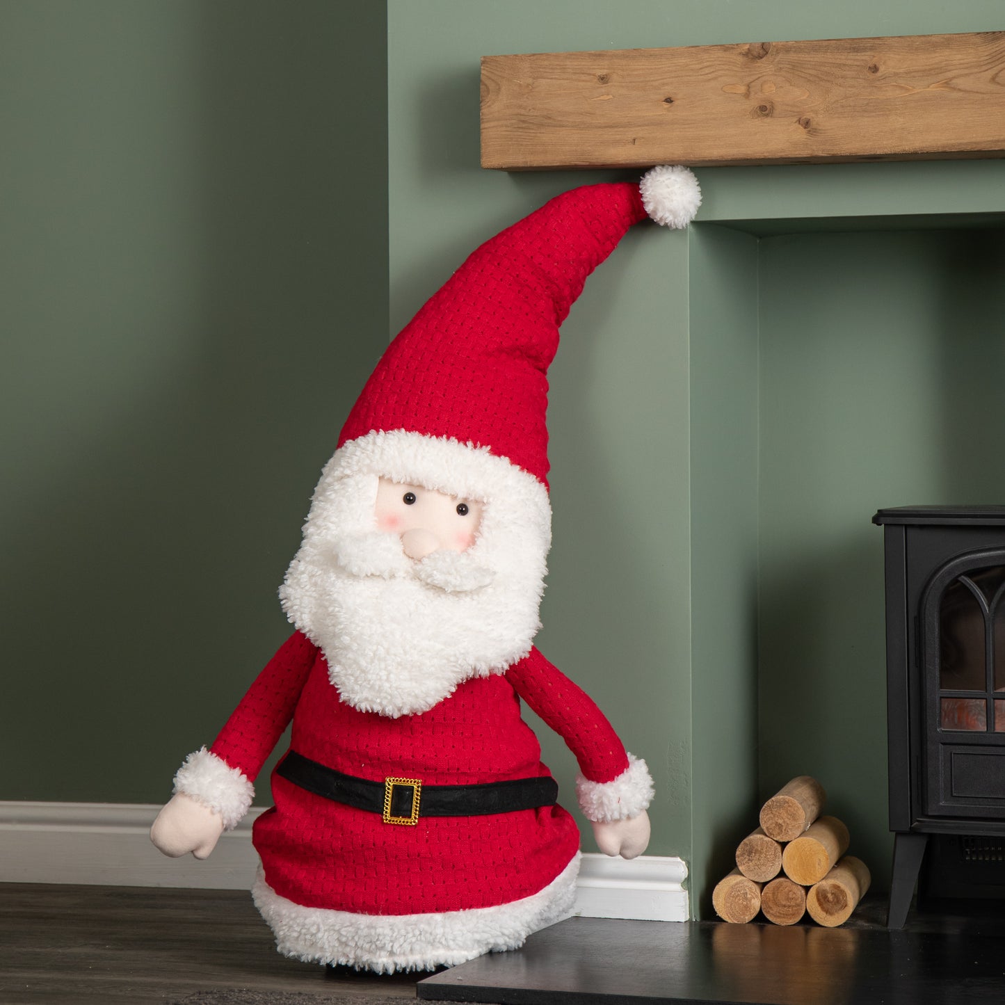 1.8m Tall Extendable Plush Santa Decoration with Telescopic Legs