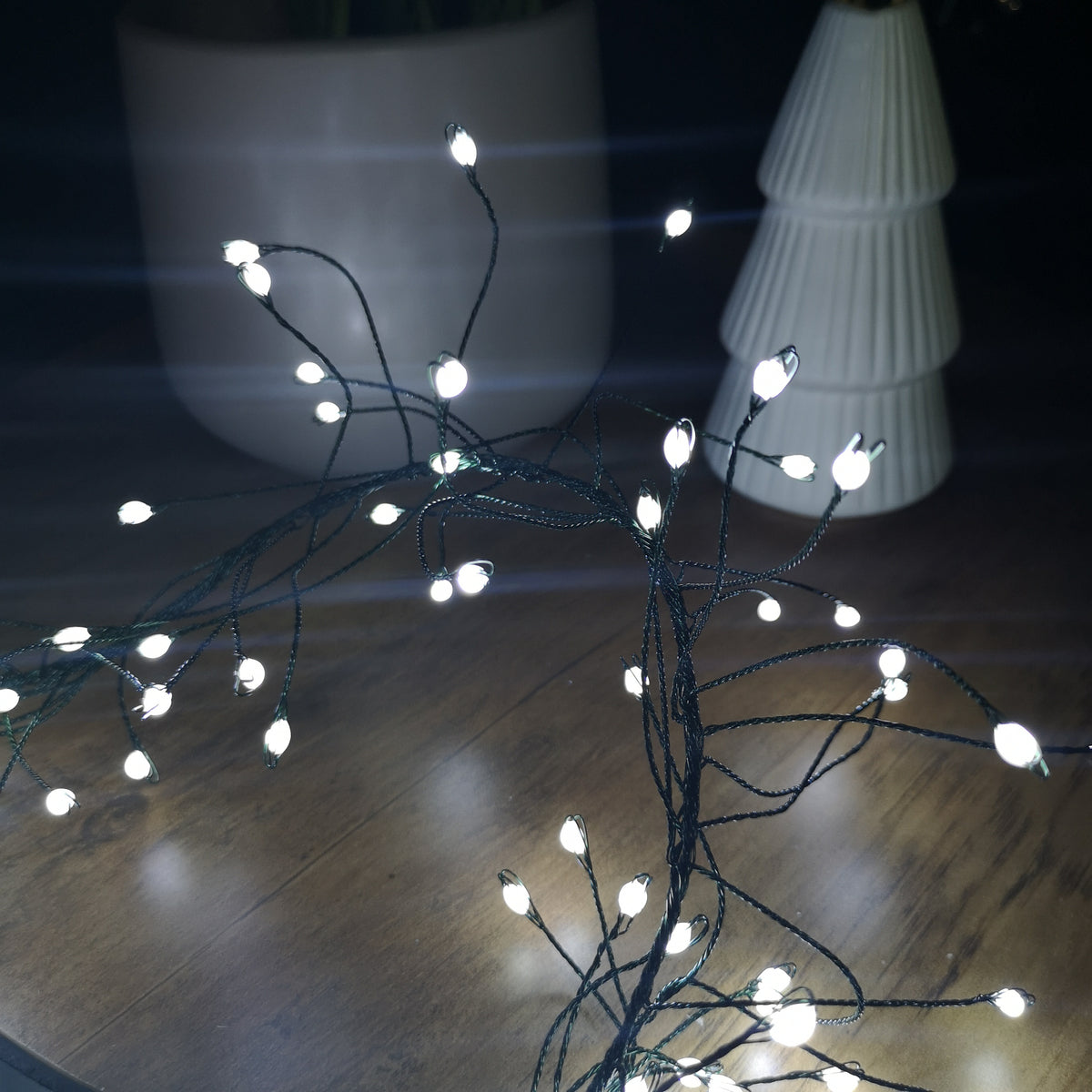 5.4m White LEDs Green Garland Wire Light Christmas Decoration with Timer
