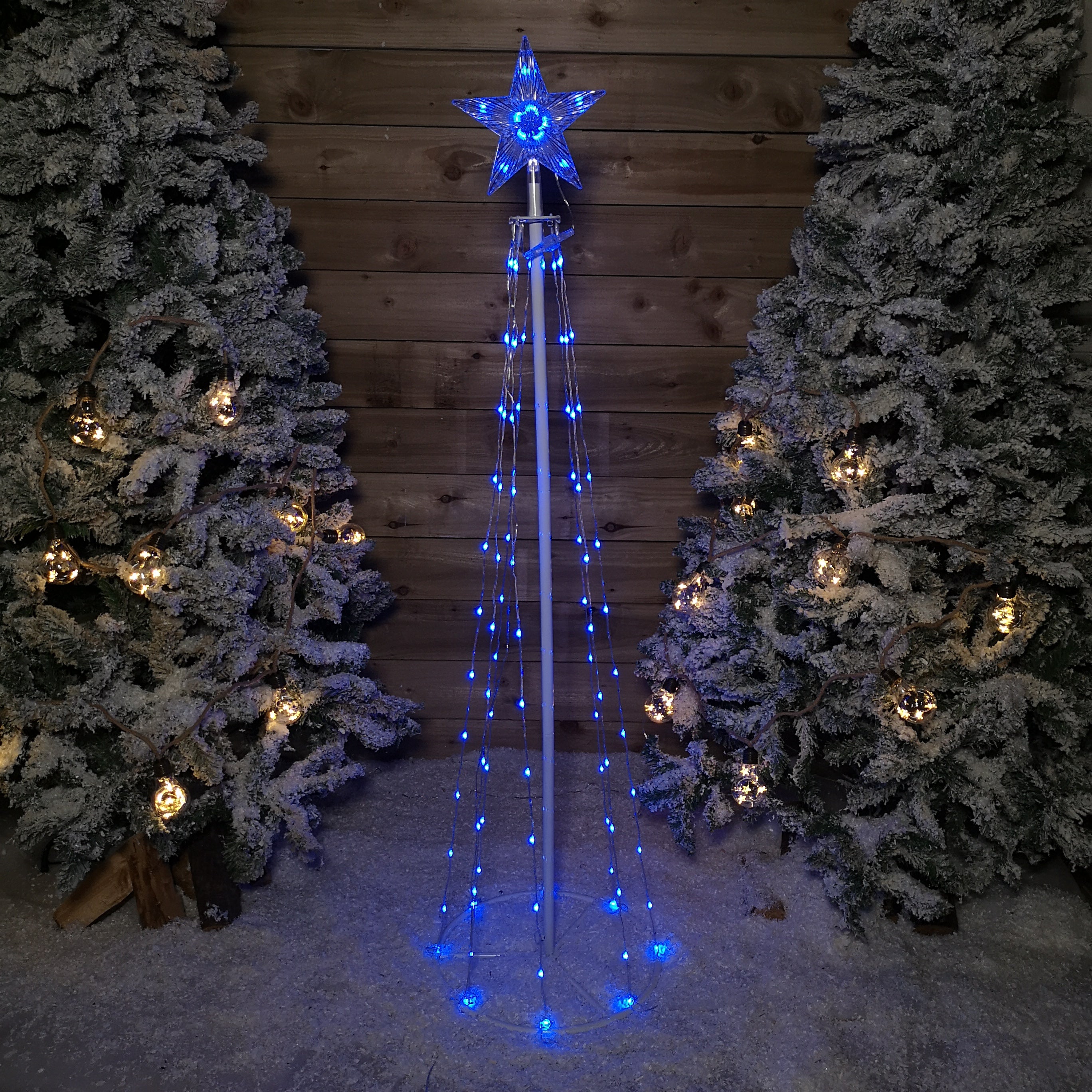 150cm (5ft) White Metal Maypole Tree with 106 Rainbow LED Wire Lights and Remote