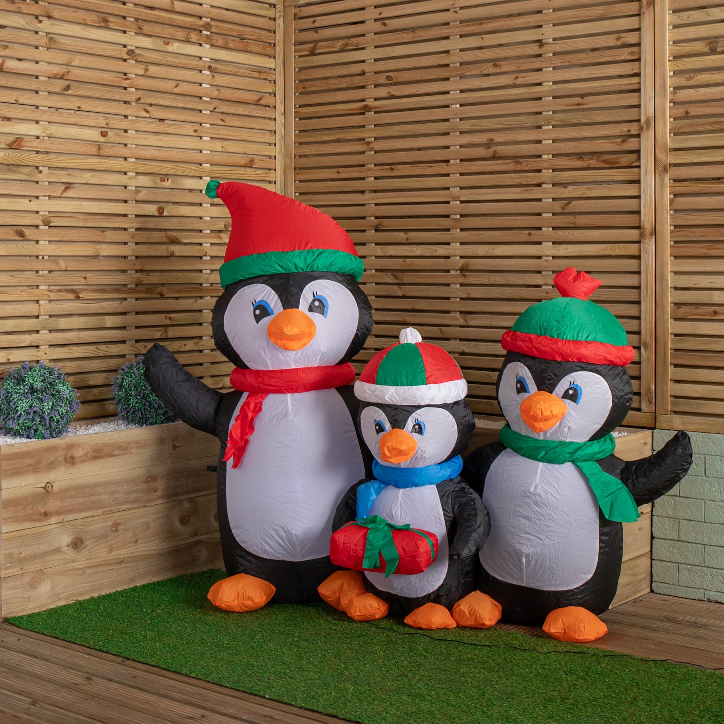 1.5m Light up Christmas Inflatable Penguin Family with 12 White LEDs