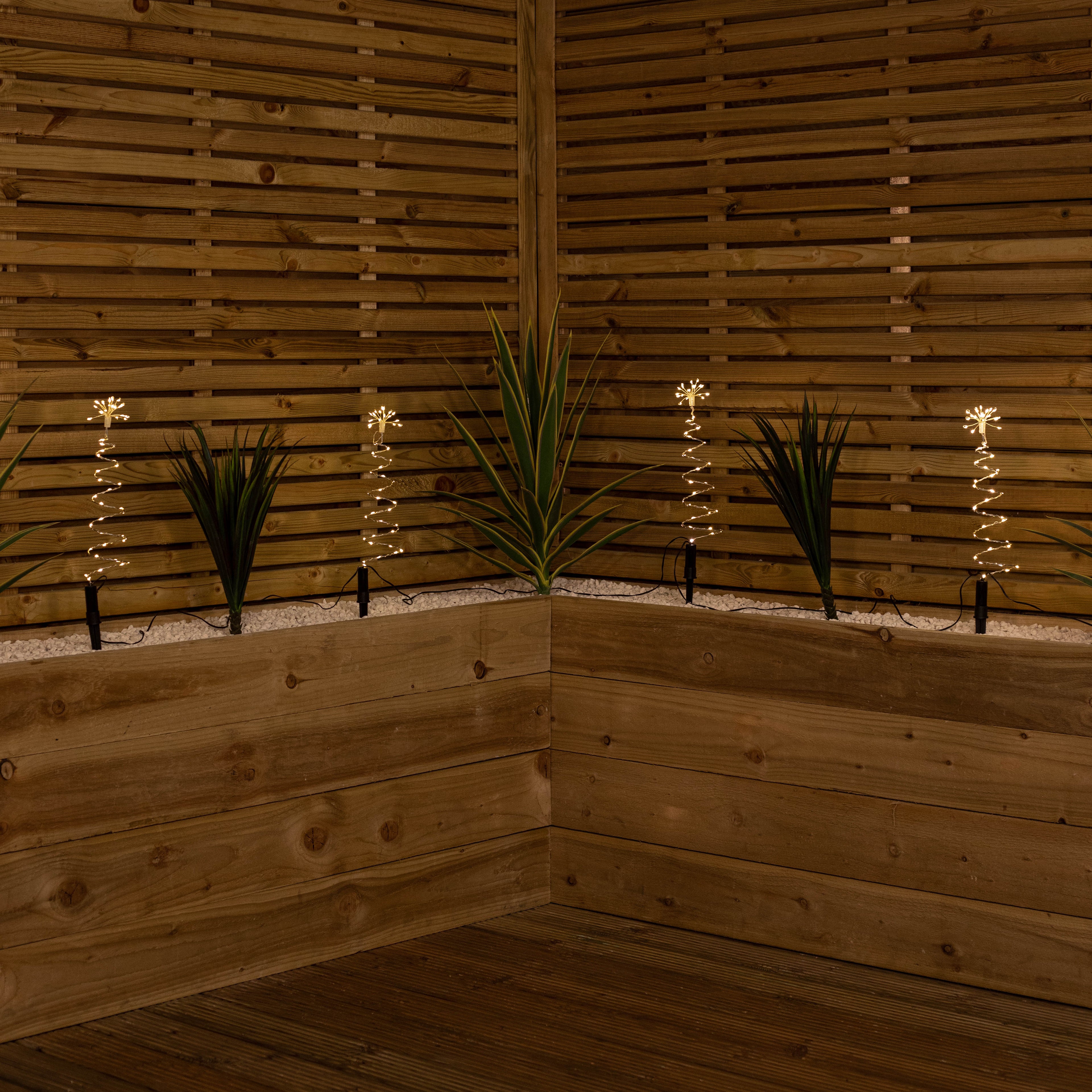 30cm Set of 4 Light up Silver Shaped Christmas Tree Garden Path Lights with 200 Warm White LEDs