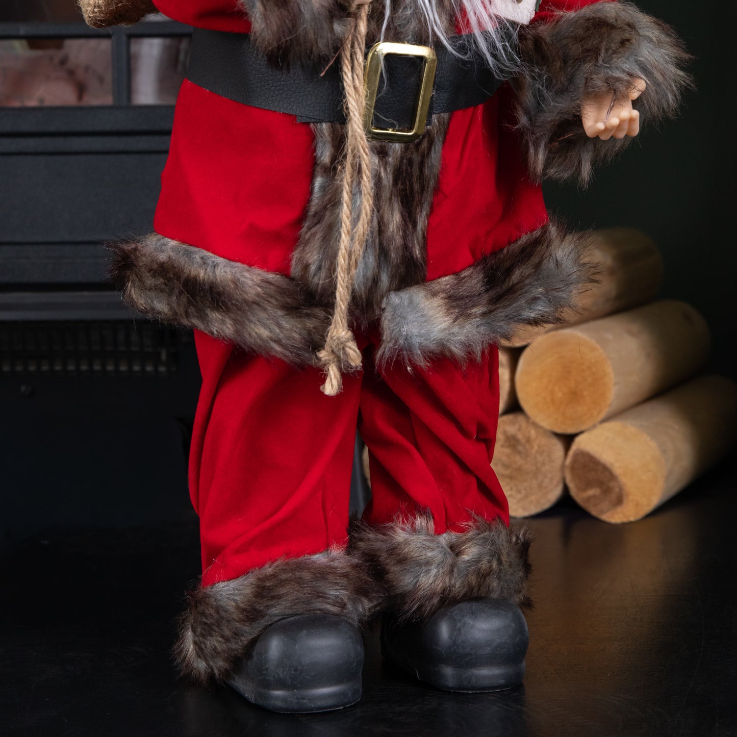 45cm Standing Traditional Santa Claus Christmas Decoration with Gift Sack