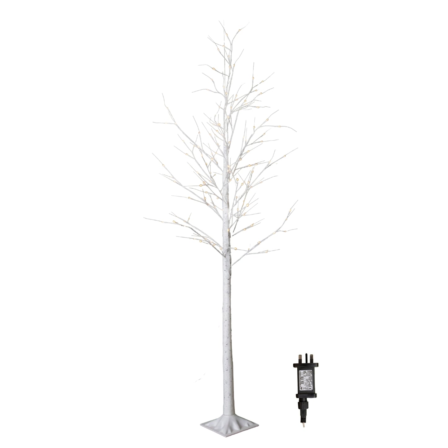 2.4m (8ft) Light up Christmas Birch Tree with 136 Warm White LEDs