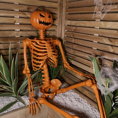 150cm (5ft) Posable Halloween Pumpkin Skeleton Decoration