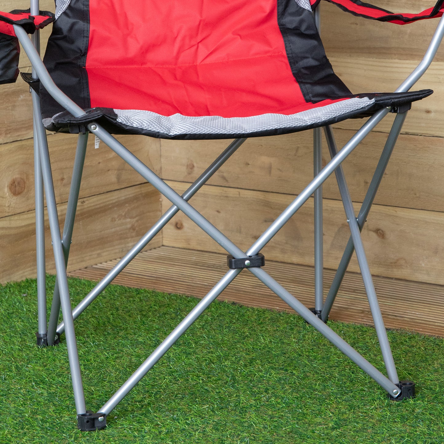 Luxury Padded High Back Outdoor Folding Chair with Cupholder in Red