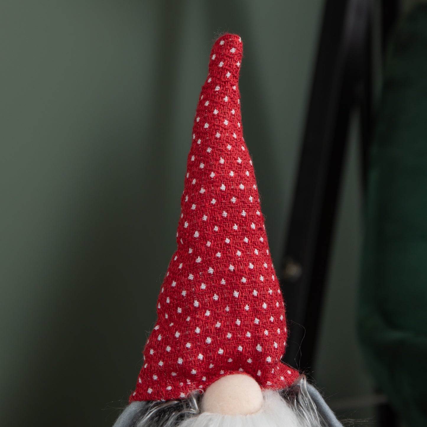 54cm Grey Haired Christmas Gonk with Dangly Legs in Dotted Hat