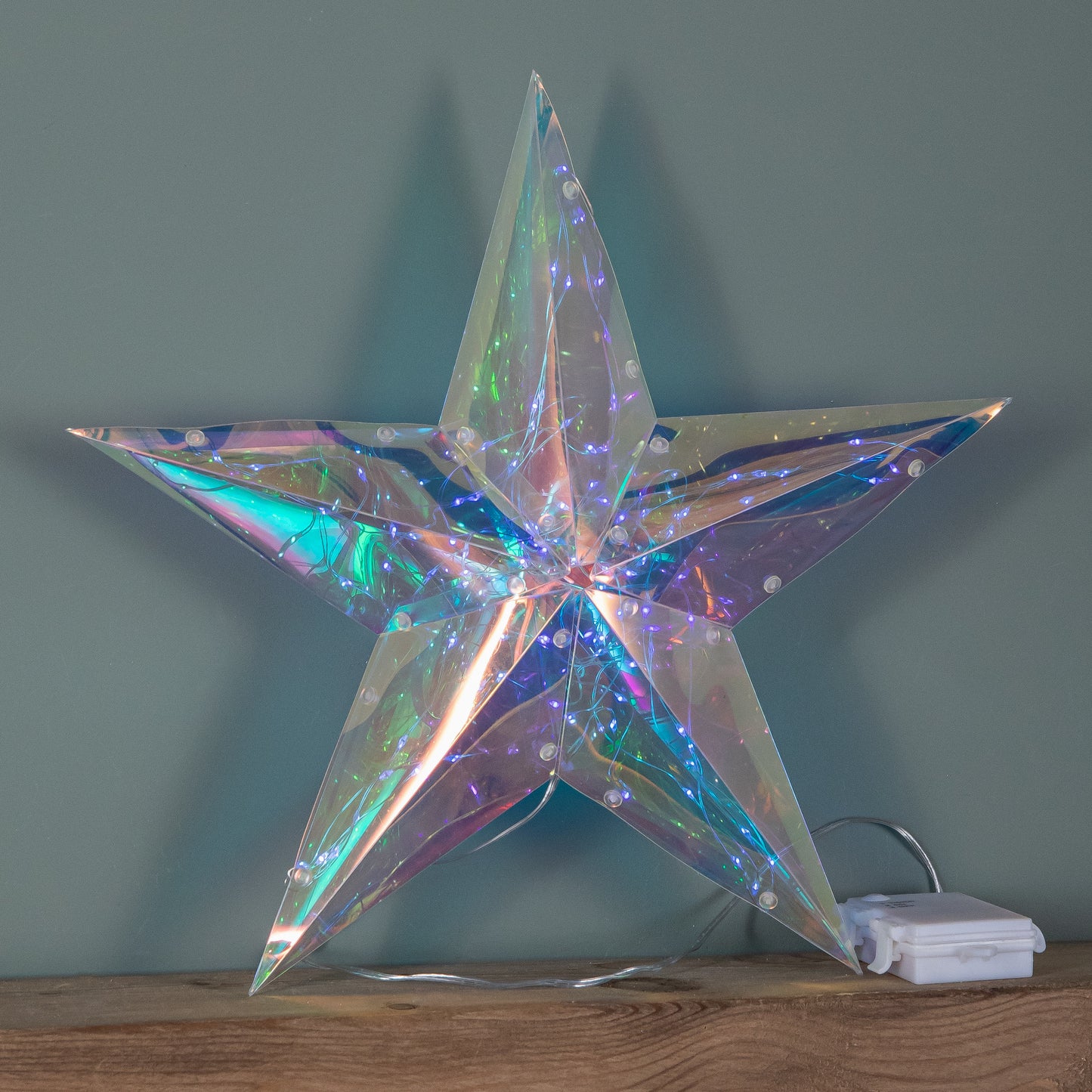 36cm Battery Operated Light up Hanging Christmas Dreamlight Star with 100 White LEDs