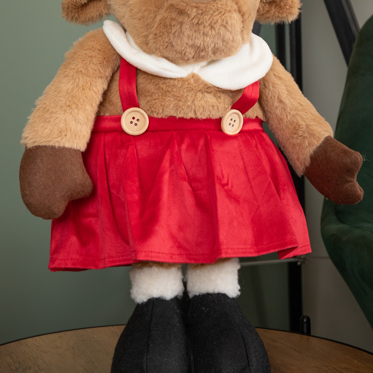 84cm Tall Plush Standing Christmas Highland Girl Cow with Extendable Legs