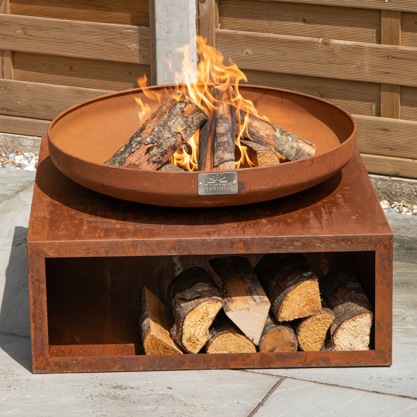 37cm Tierra Outdoor Steel Firebowl and Log Store