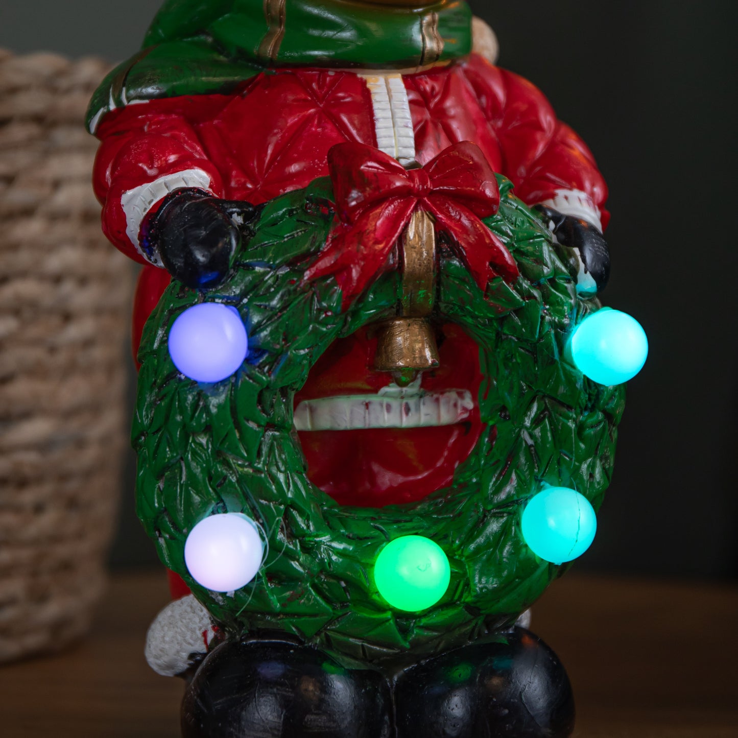 25cm Light up Rudy Rudolph Christmas Hand Painted Decoration with LEDs