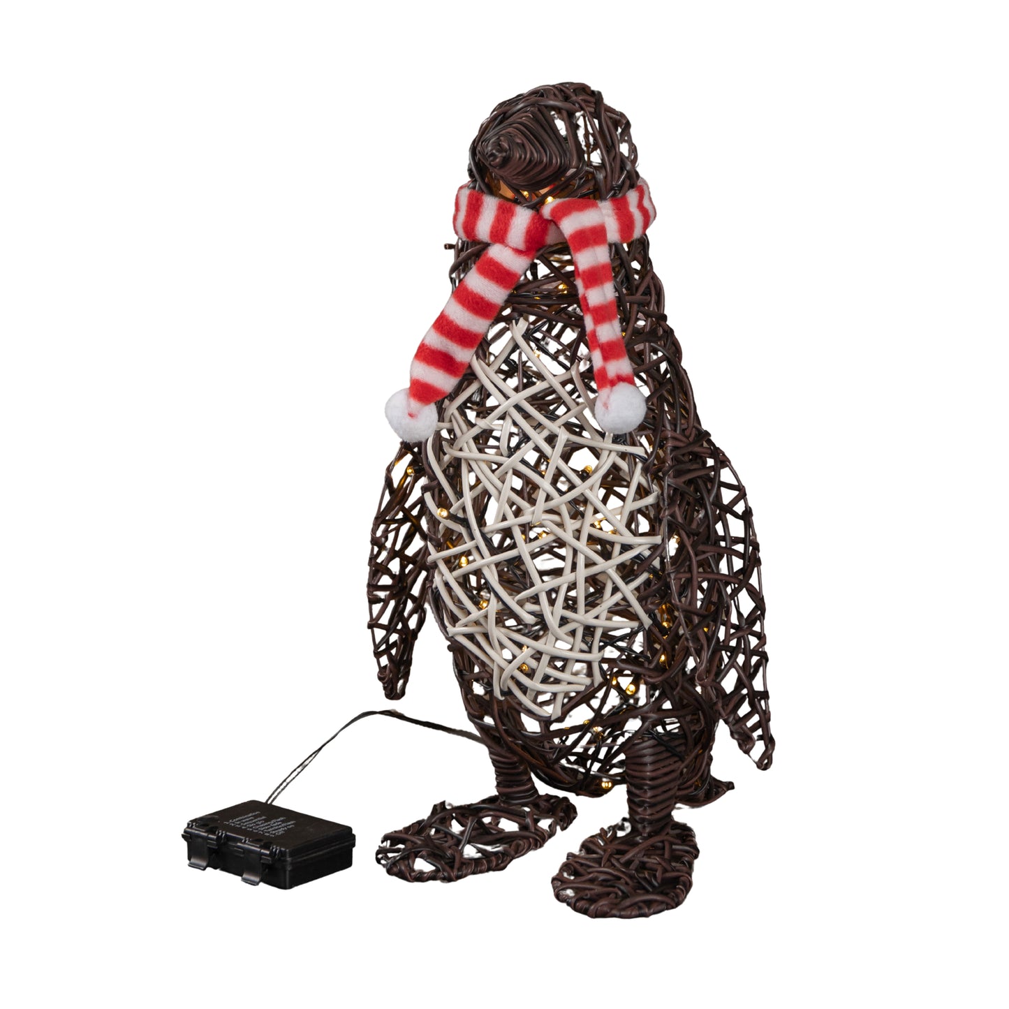 40cm Battery Operated Light up Brown Christmas Penguin with 60 Warm White LEDs