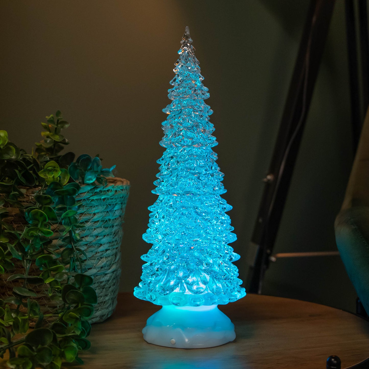 Factory Seconds: 32cm Dual Power LED Christmas Glitter Water Spinner Colour Changing Tree