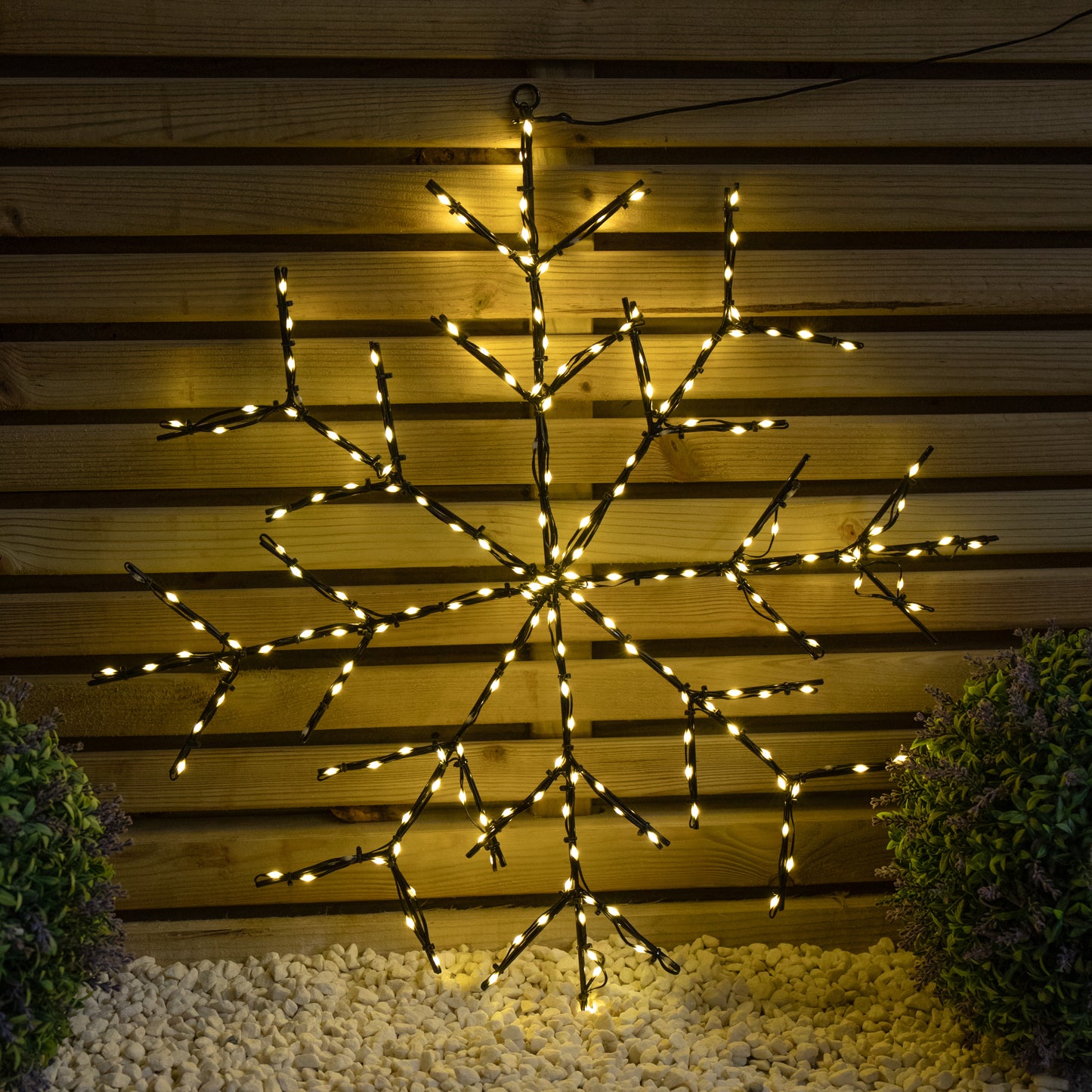 61cm Light up Twinkling Christmas Snowflake with 196 Warm White LEDs