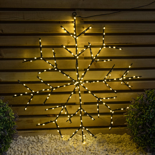 61cm Light up Twinkling Christmas Snowflake with 196 Warm White LEDs