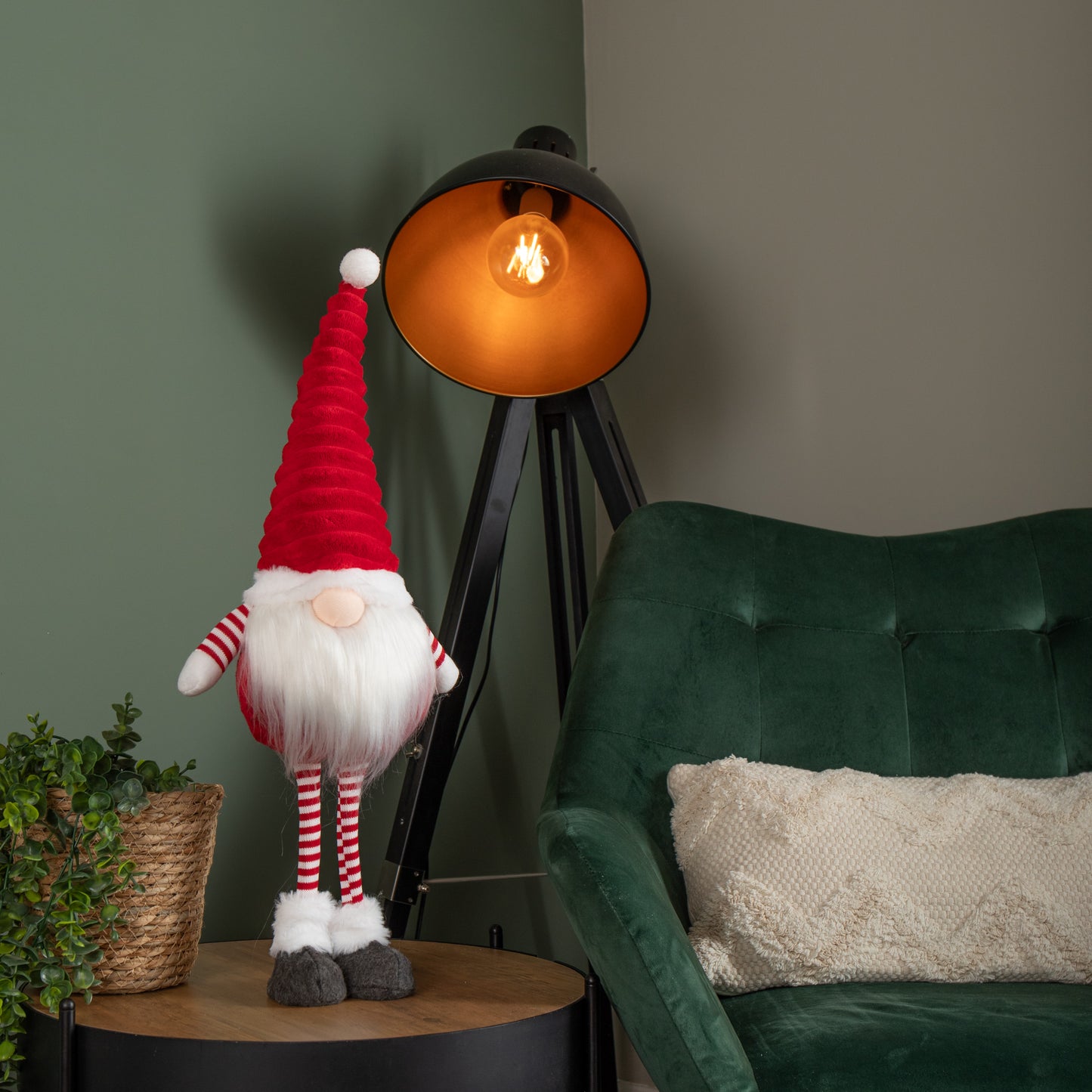 53cm Standing Plush Christmas Gonk with Grooved Hat in Red