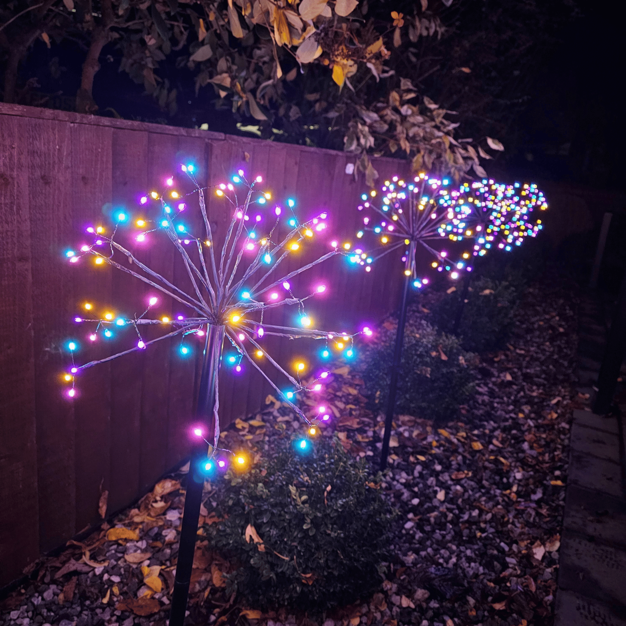 Set of 5 Battery Operated Multi Function Rainbow LED Sparkler Path Lights Christmas Decoration with Timer