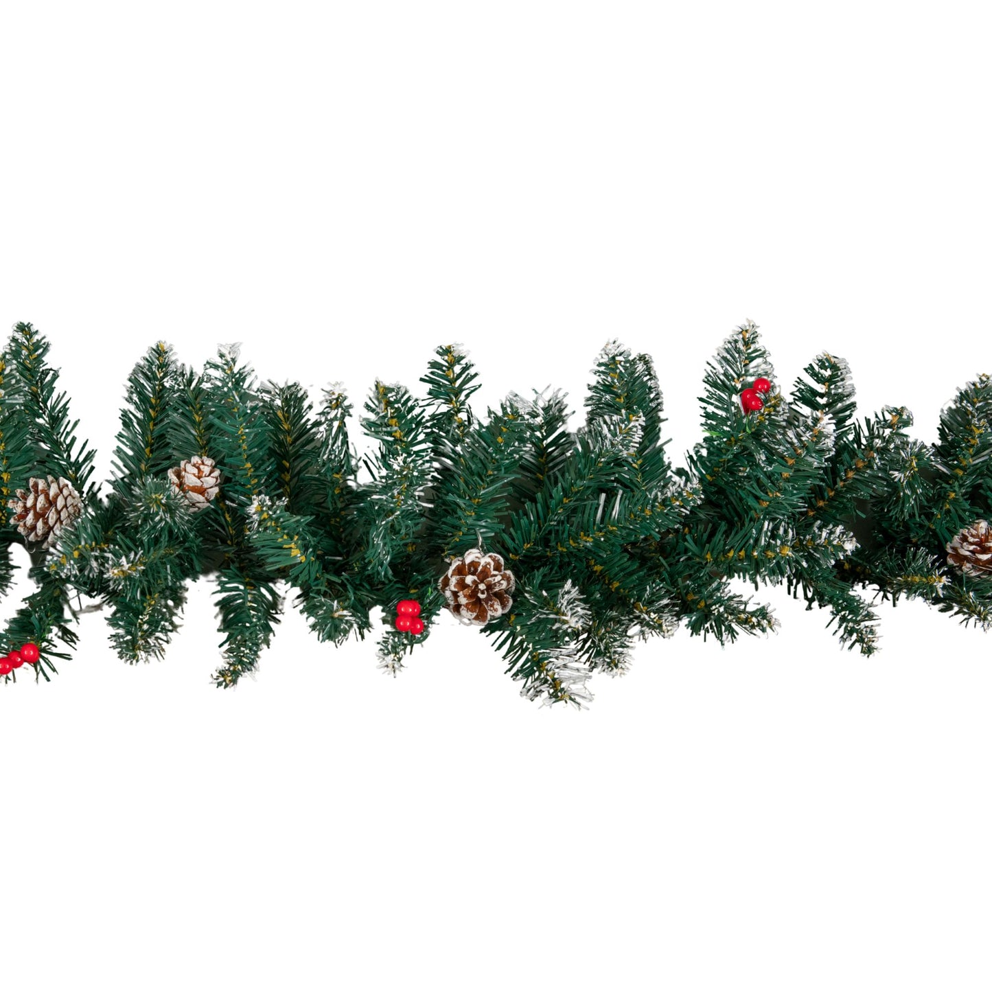 2.7m Green Christmas Garland with Pine Cones and Red Berries