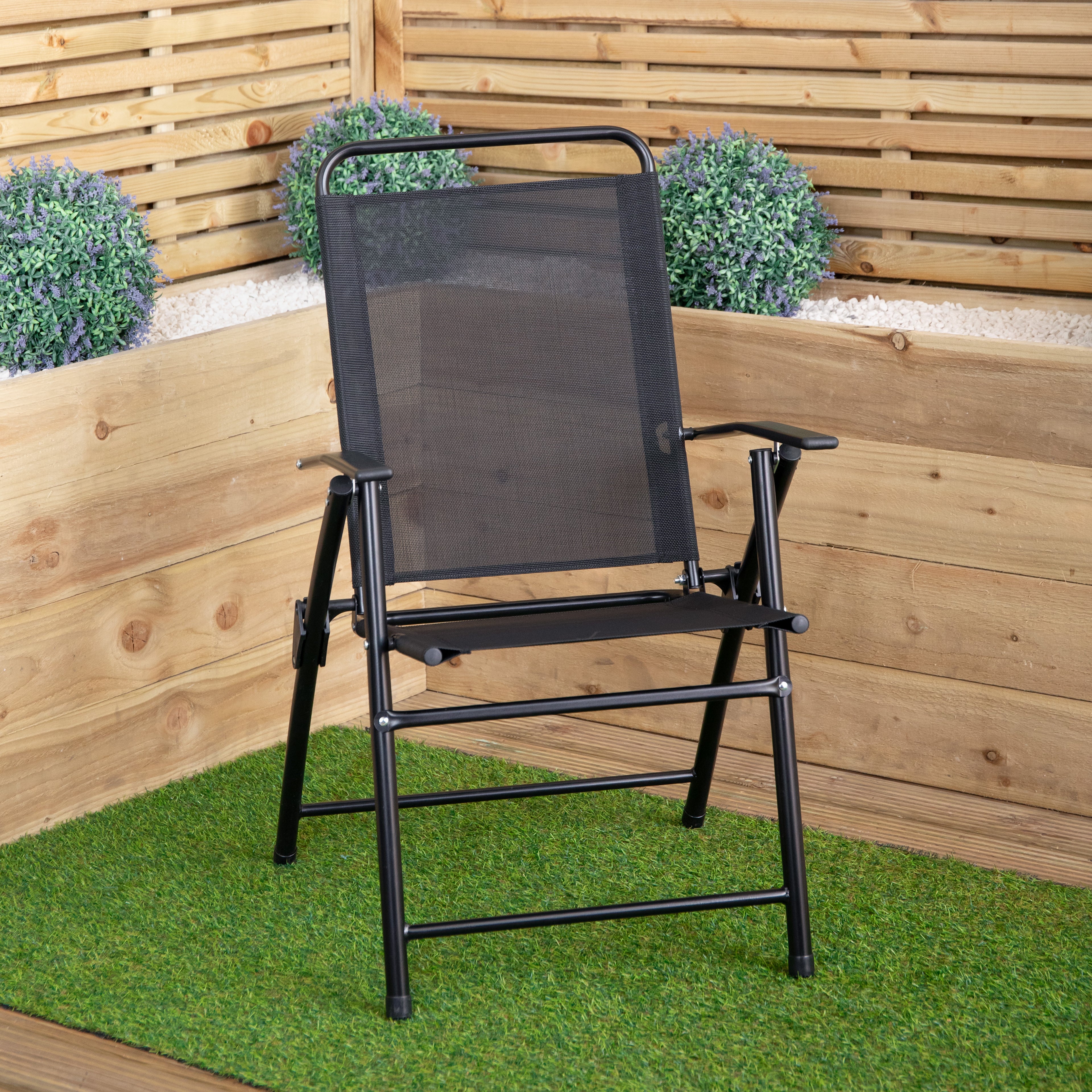 Samuel Alexander Multi-Position Folding Garden Patio Single Chair in Black