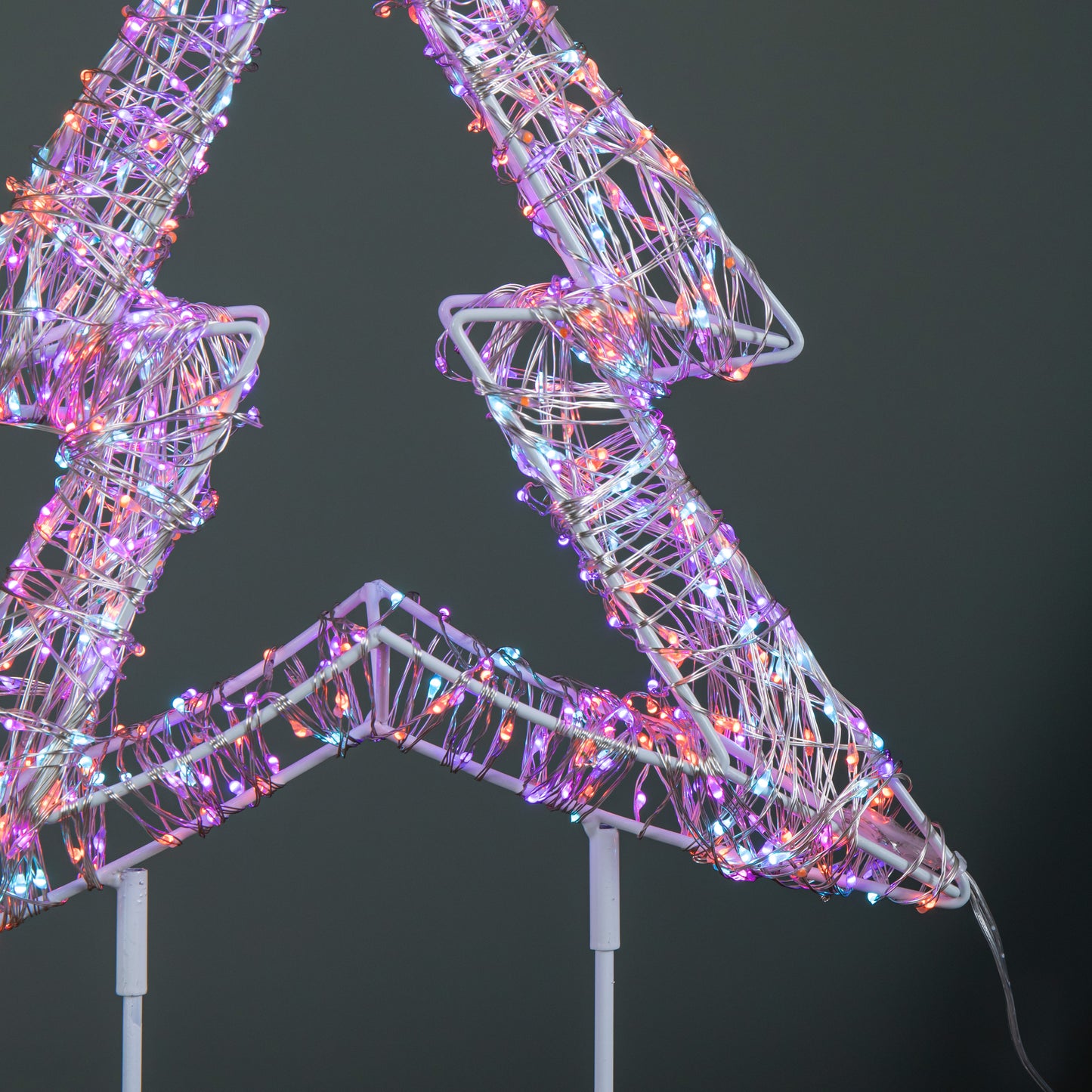 45cm Light up White Christmas Tree on Metal Stand with Twinkling Rainbow LEDs