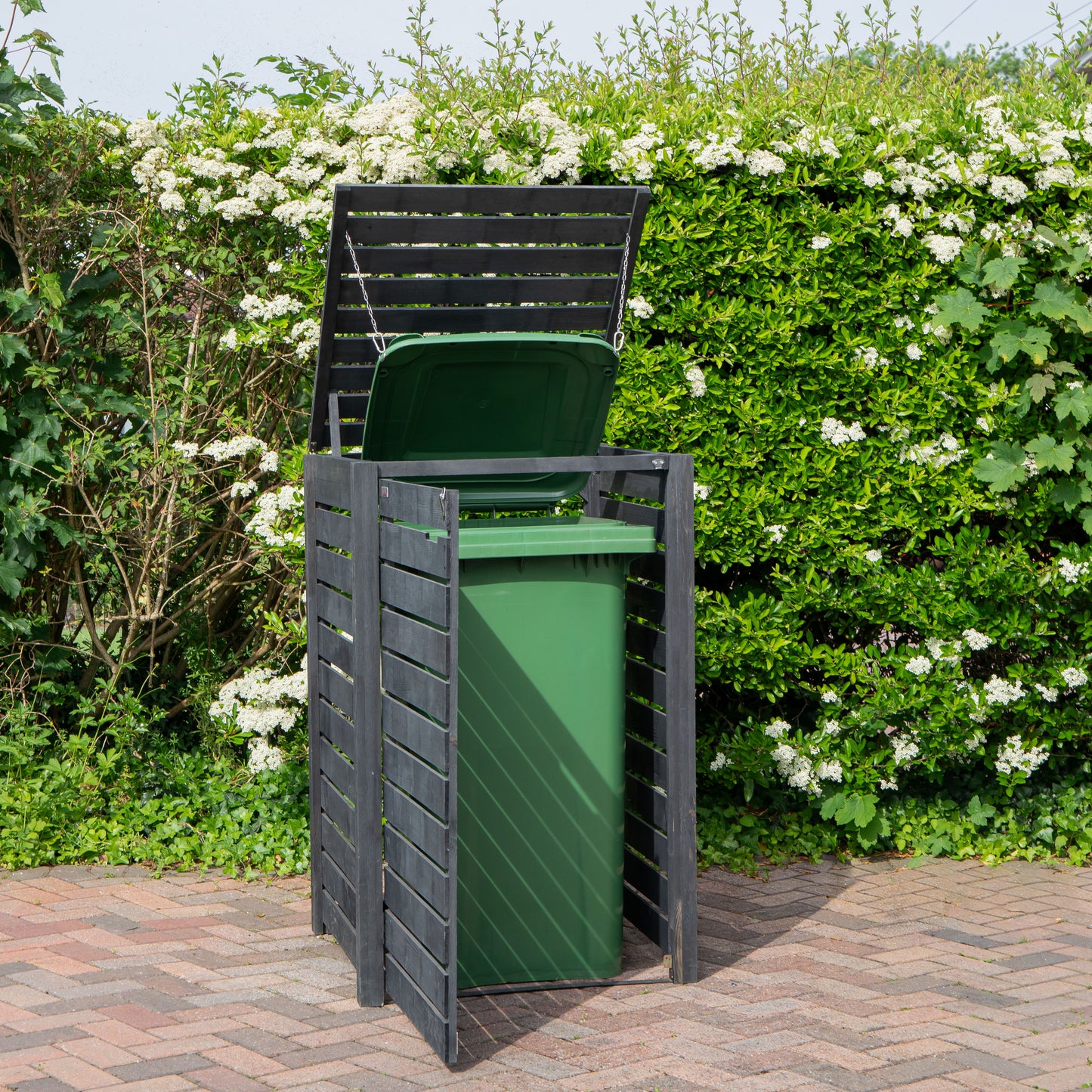 74cm x 1.16m Outdoor Wooden Garden Wheelie Bin Store Storage for 1 Bin in Dark Grey