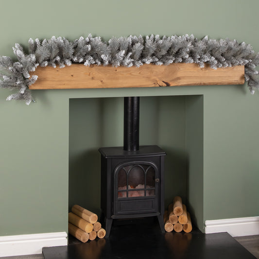 1.8m (6ft) Silver Christmas Garland with Glitter Tips