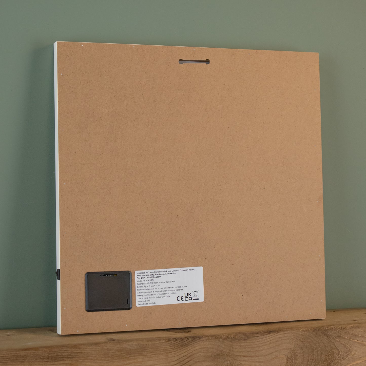 Battery Operated 40 x 40cm Light up Snowy Christmas Robin Scene Picture Canvas