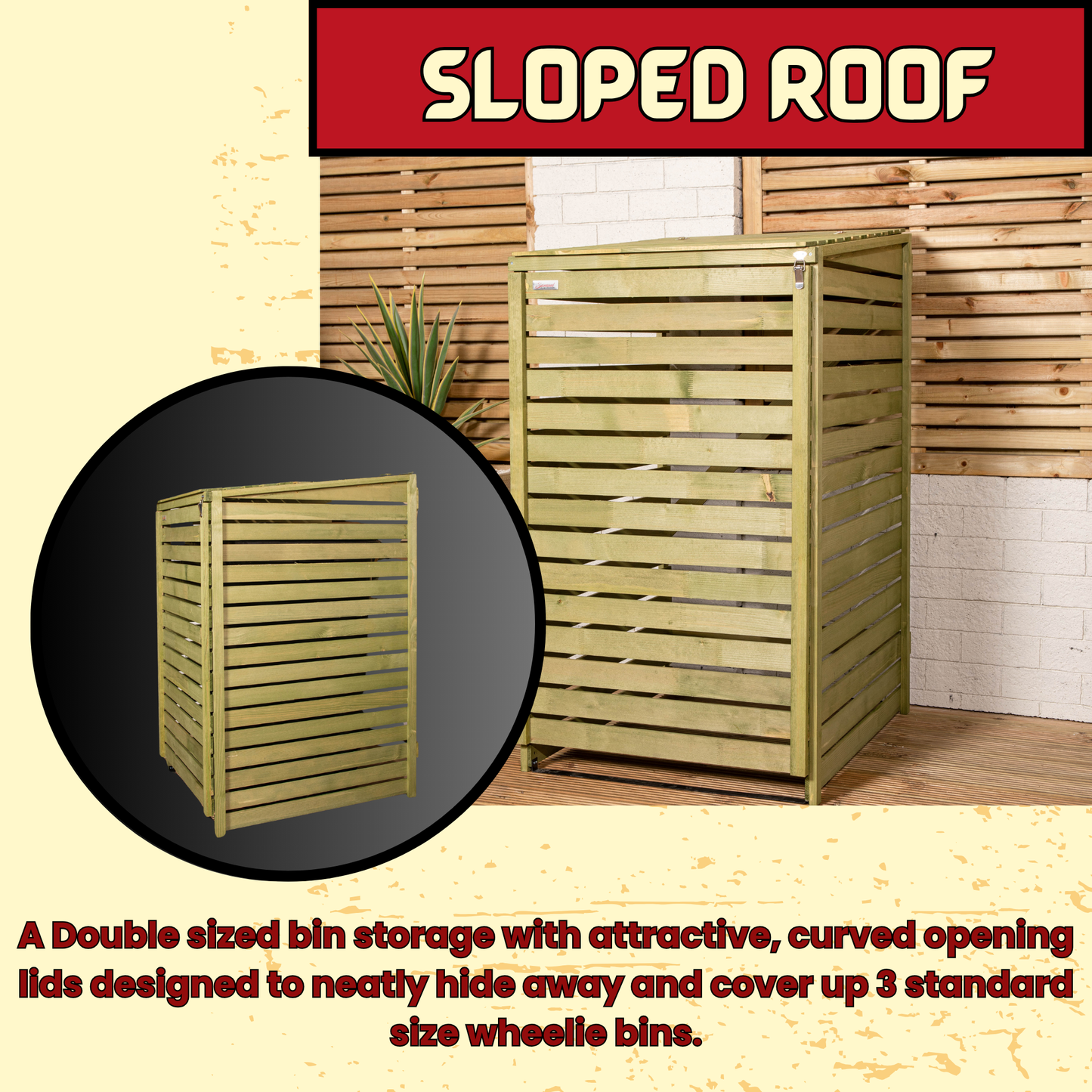 Factory Seconds 68cm x 1.2m Wooden Outdoor Garden Single Wheelie Bin Store Storage