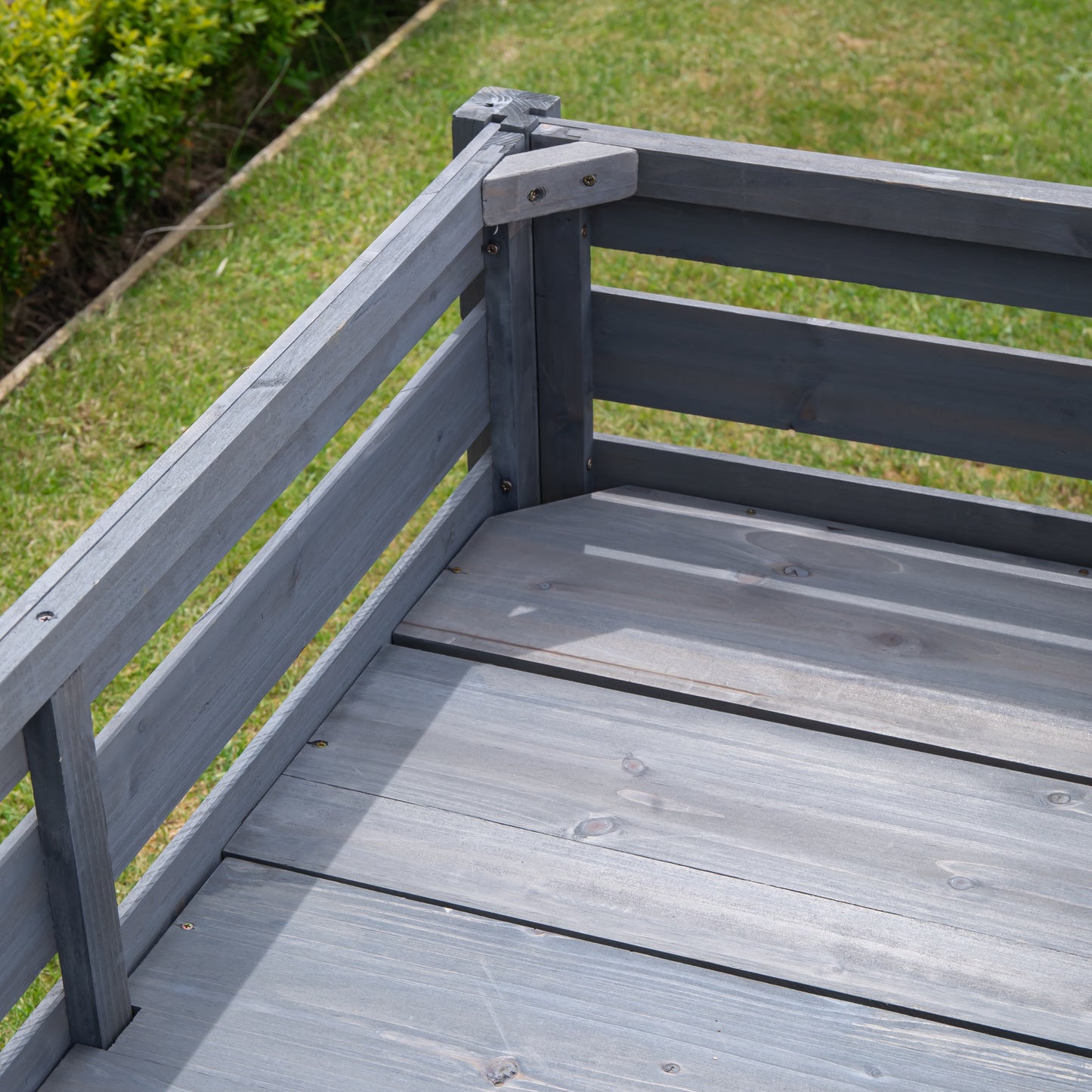 75 x 123cm Samuel Alexander Large Raised Grey Wooden Garden Bed Planter with Slatted Base