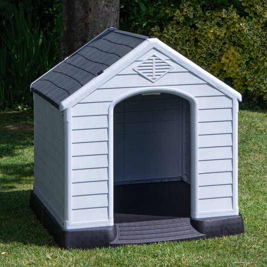82 x 76cm Samuel Alexander Small Outdoor Plastic Dog House with Raised Bed