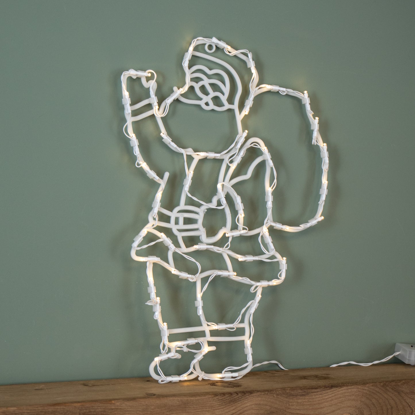 44cm Battery Powered Light up Hanging Christmas Santa with Warm White Multi-Action LEDs