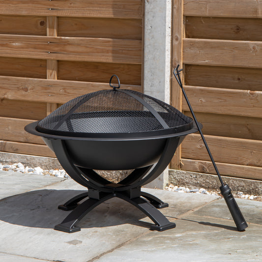 43cm Black Steel Outdoor Garden El Clasico Firepit with Fire Poker