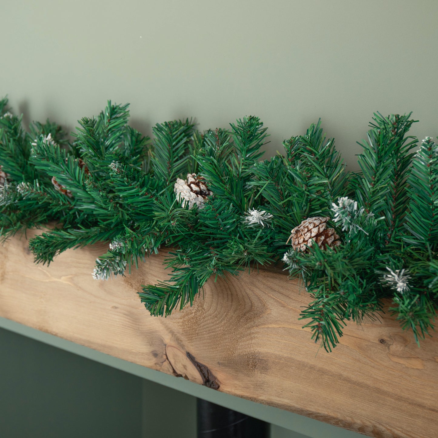 2.7m Snow Tipped Christmas Garland with Pine Cones and Mixed Needles