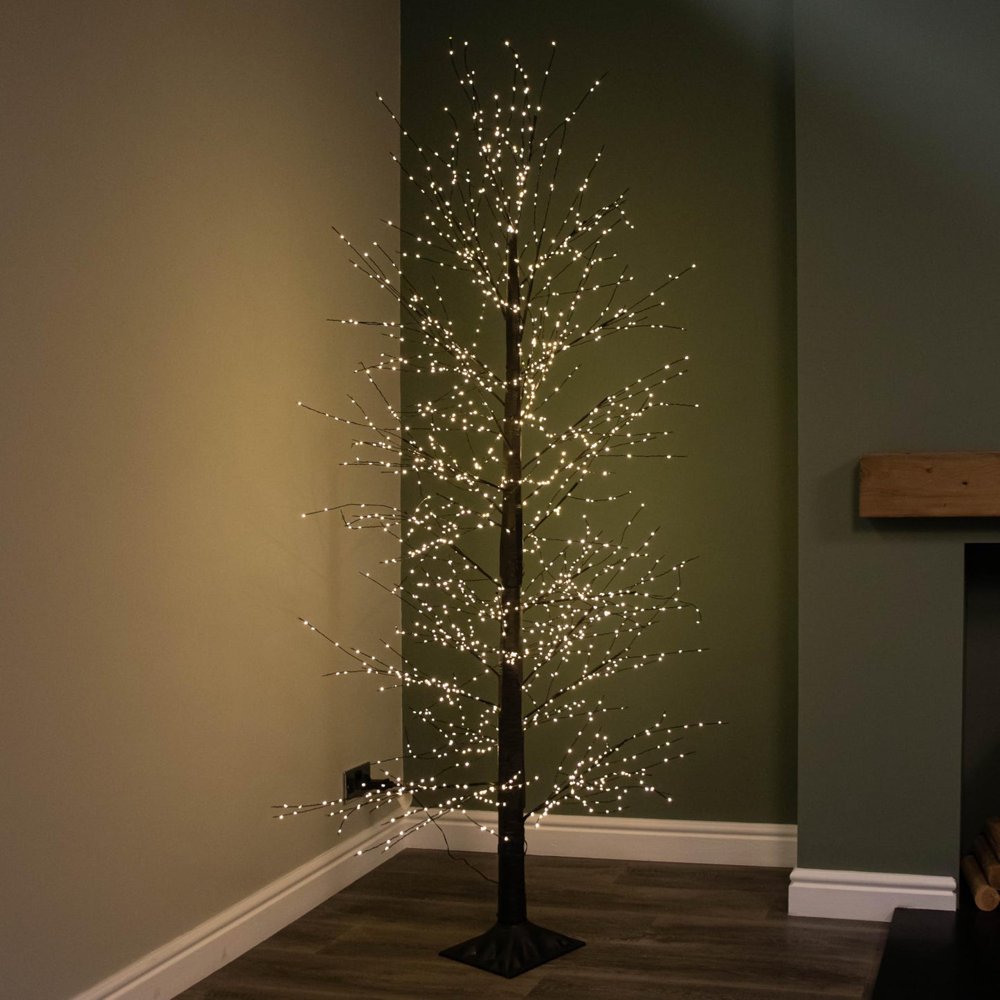Factory Seconds: 7ft (2.1m) Light up Black Micro Dot Christmas Tree with 1700 Static & Twinkling Warm White LEDs
