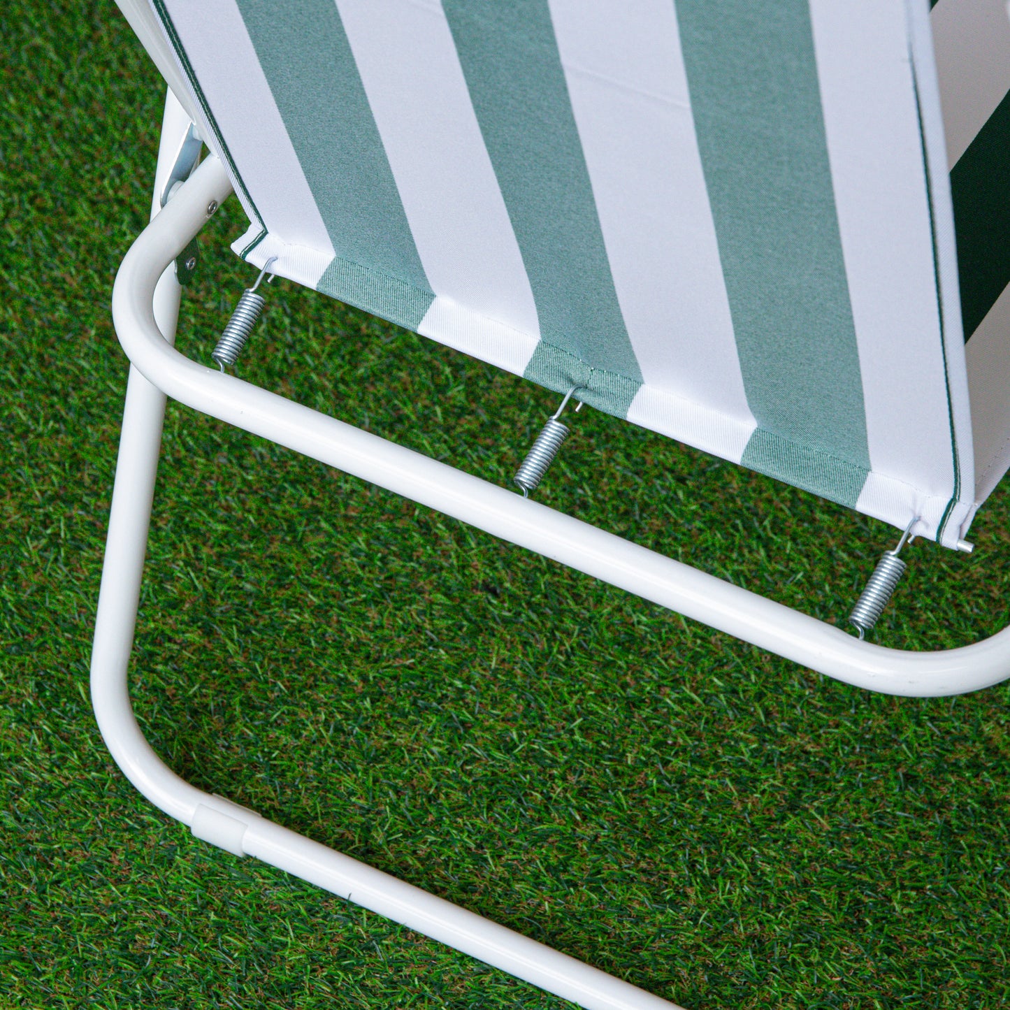 Green & White Striped Lightweight Folding Camping / Picnic / Garden Chair