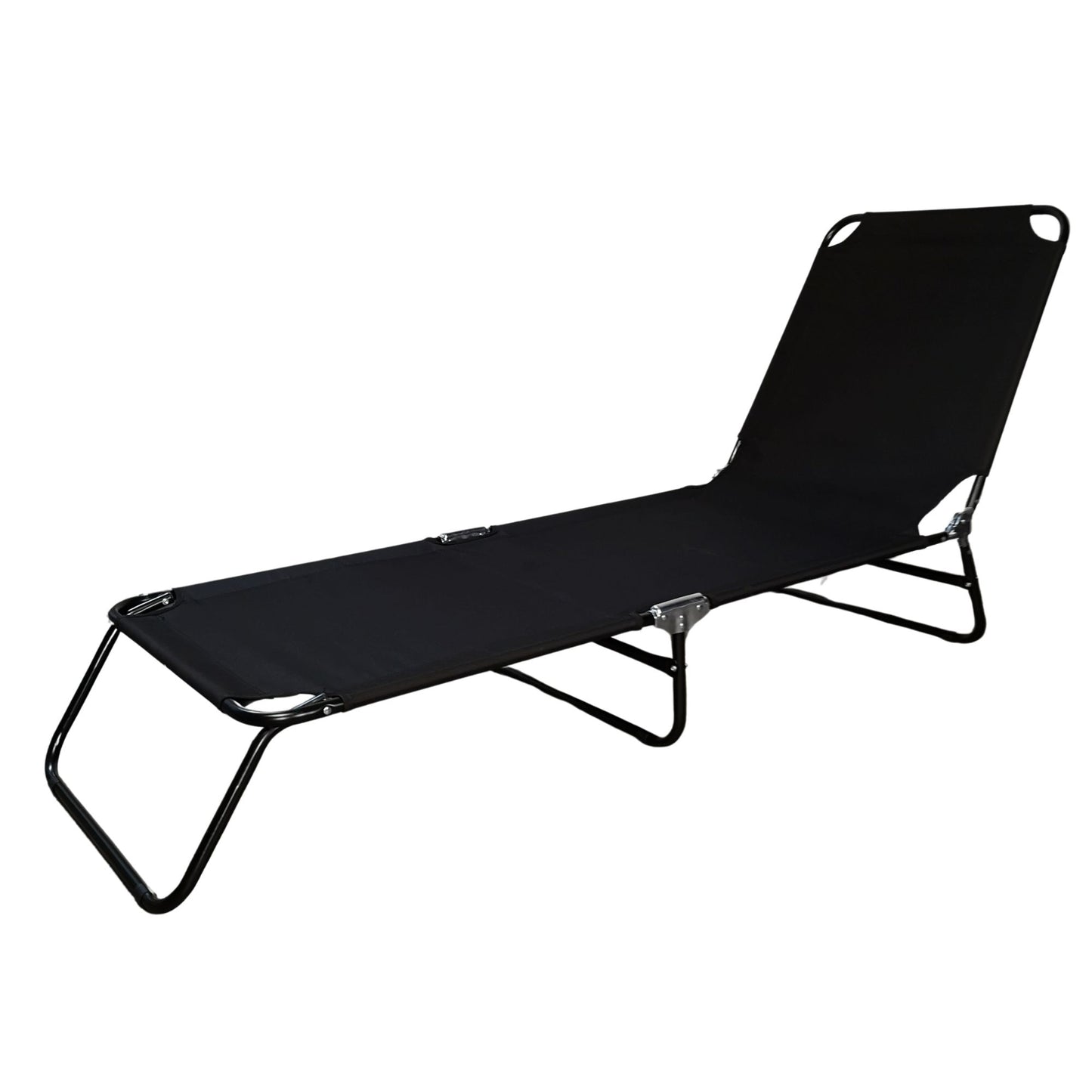 Factory Seconds: Black Outdoor Garden Patio Reclining Oxford Sun Lounger