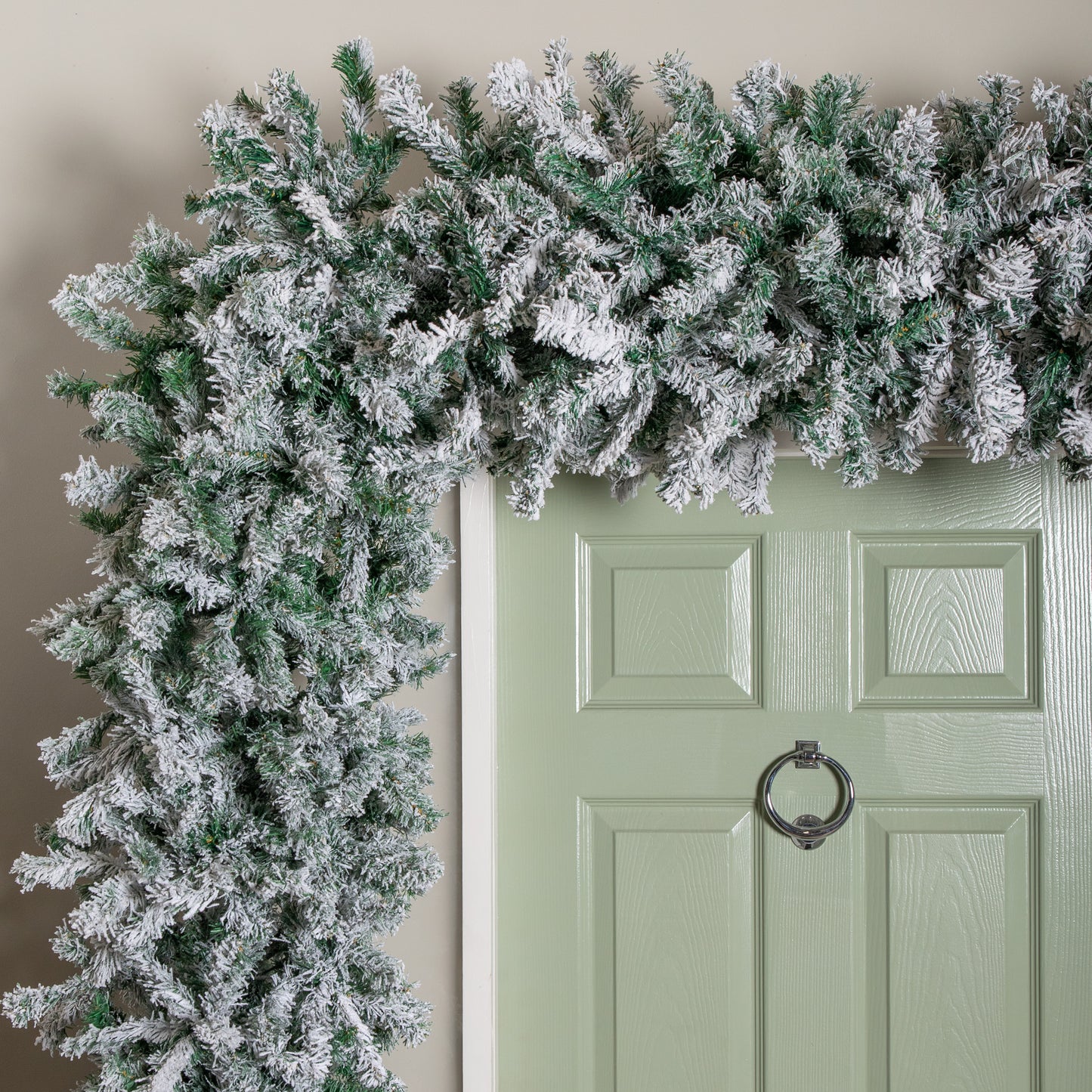 8ft (2.30m) Samuel Alexander Single Door Snow Flocked Christmas Tree Flat Top Arch with 2000 Tips