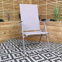 Outdoor Garden Patio Multi Position Reclining Folding Chair in Grey