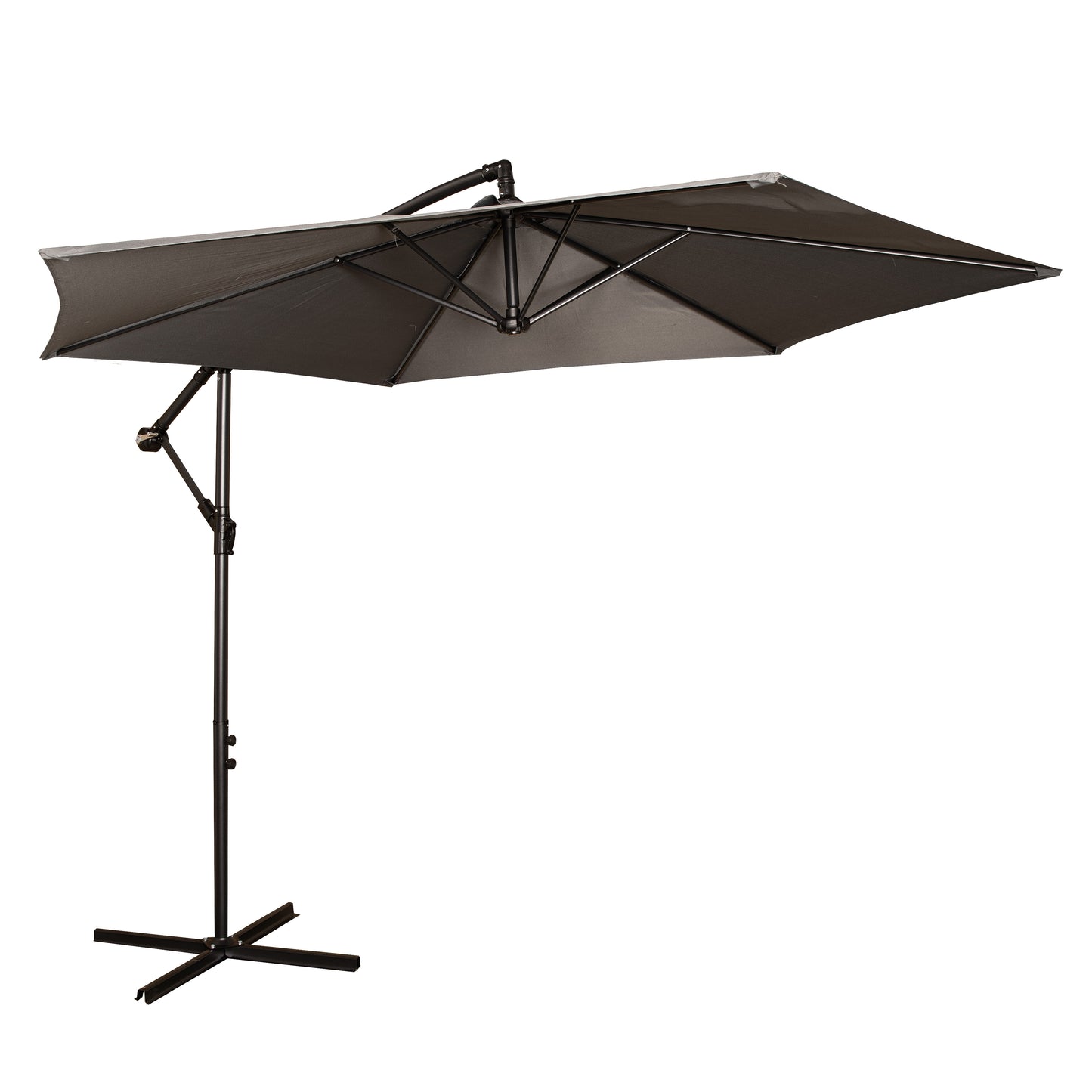 Factory Seconds 3m Cantilever Parasol in Grey with Crank Handle for Patio Garden Banana Parasol with UV Protection Outdoor Umbrella Sun Shades for Garden
