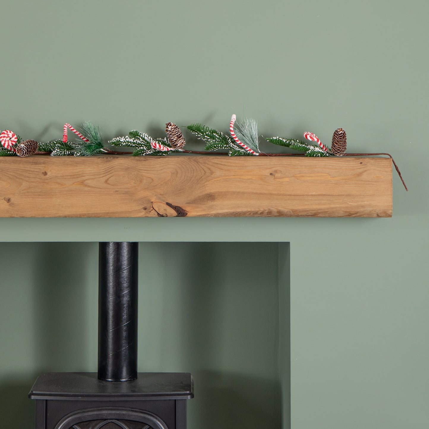 1.3m Candy Swirls Christmas Garland with Frosted Pinecones and Candy Canes