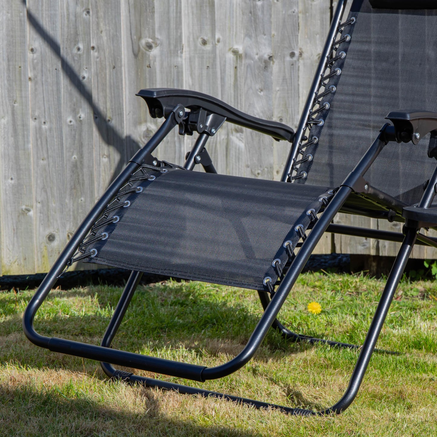 Factory Seconds Multi Position Garden Gravity Relaxer Chair Sun Lounger with Sun Canopy in Black