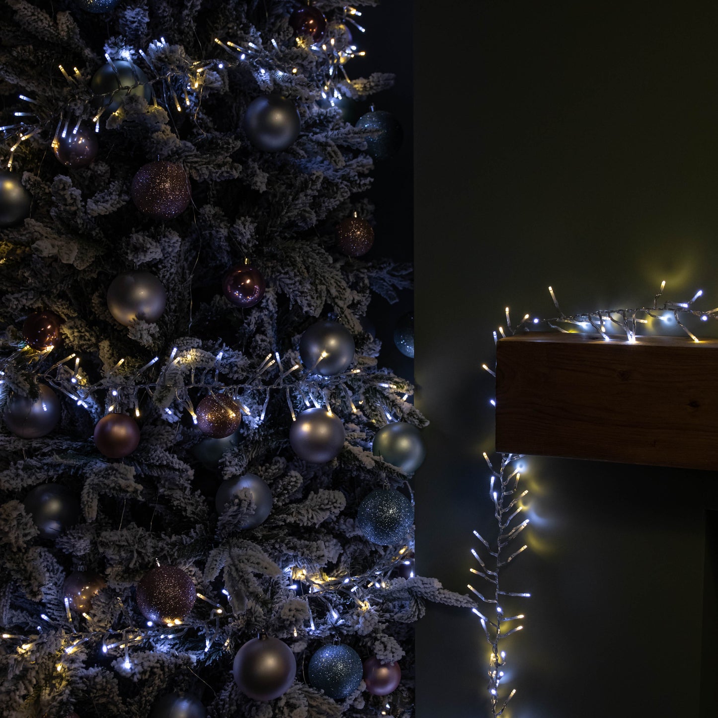 12.4m 960 LED ClusterBrights Christmas Lights with Timer in Warm & Cool White Clear Cable