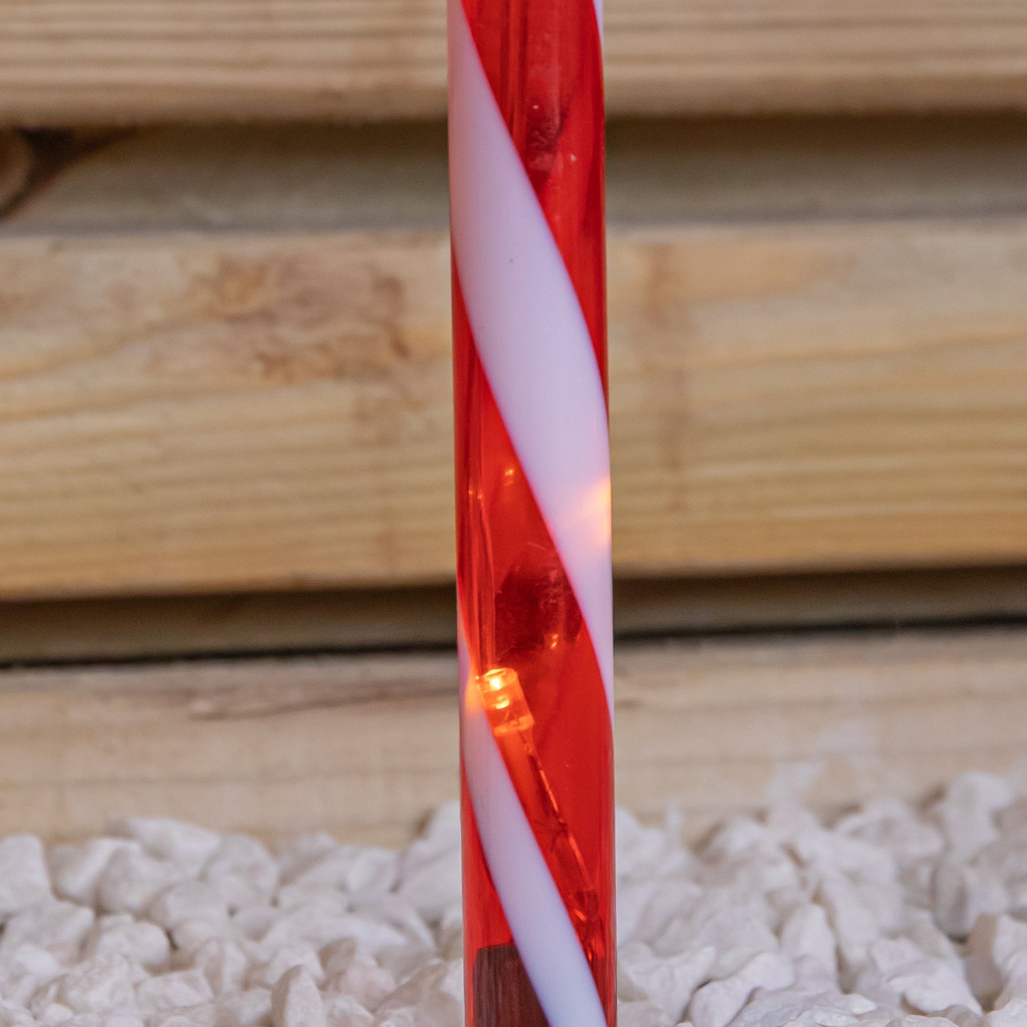 Set of 6 Light up Red & White Stripe Christmas Candy Cane Garden Stakes with LEDs