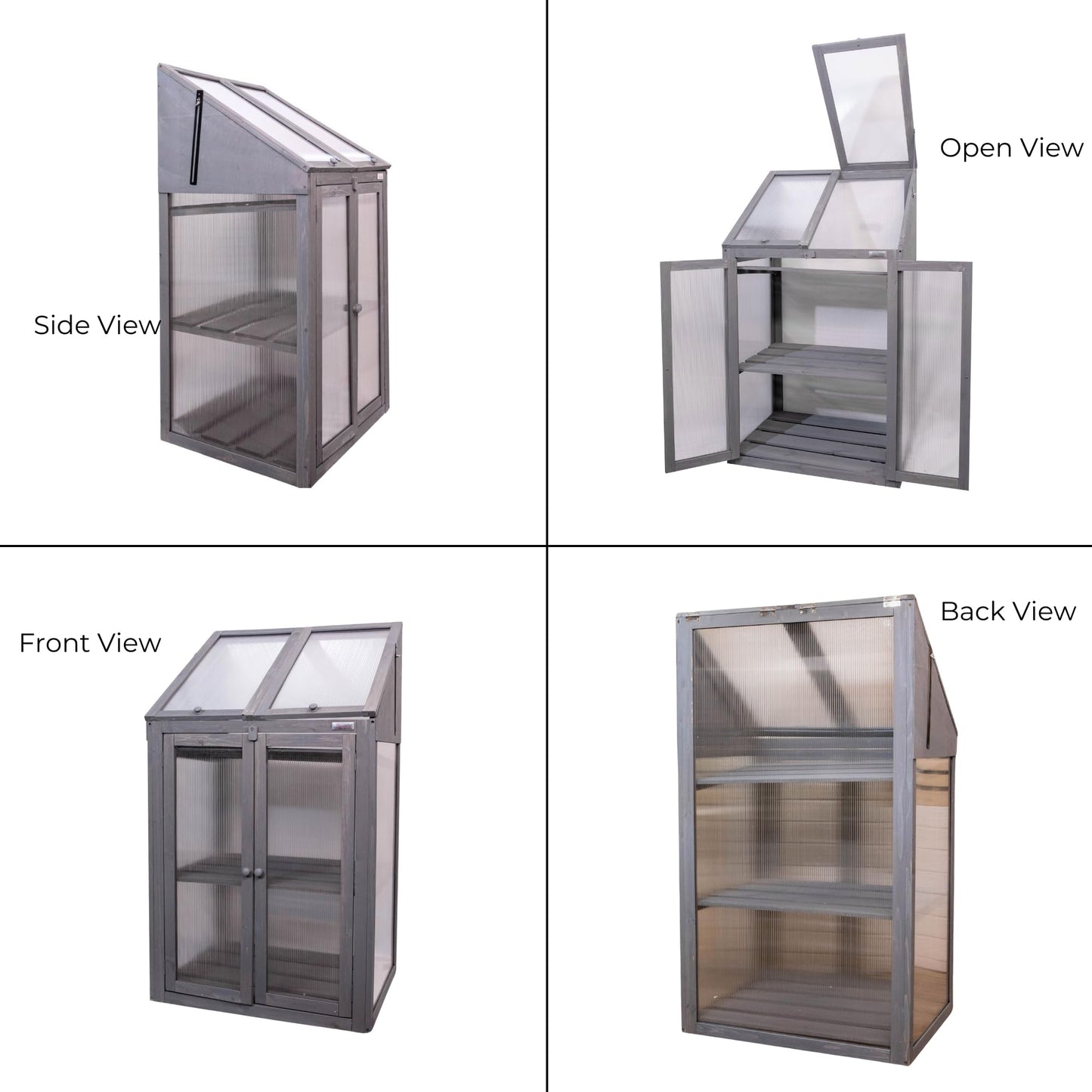 Samuel Alexander Wooden Mini Greenhouse Cold Frame - Small Greenhouse Grey H120 x W69 x D49cm