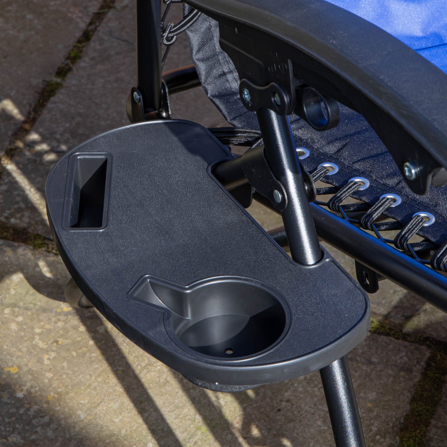 Set of 2 Luxury Padded Multi Position Zero Gravity Garden Relaxer Chair Lounger in Blue & Black