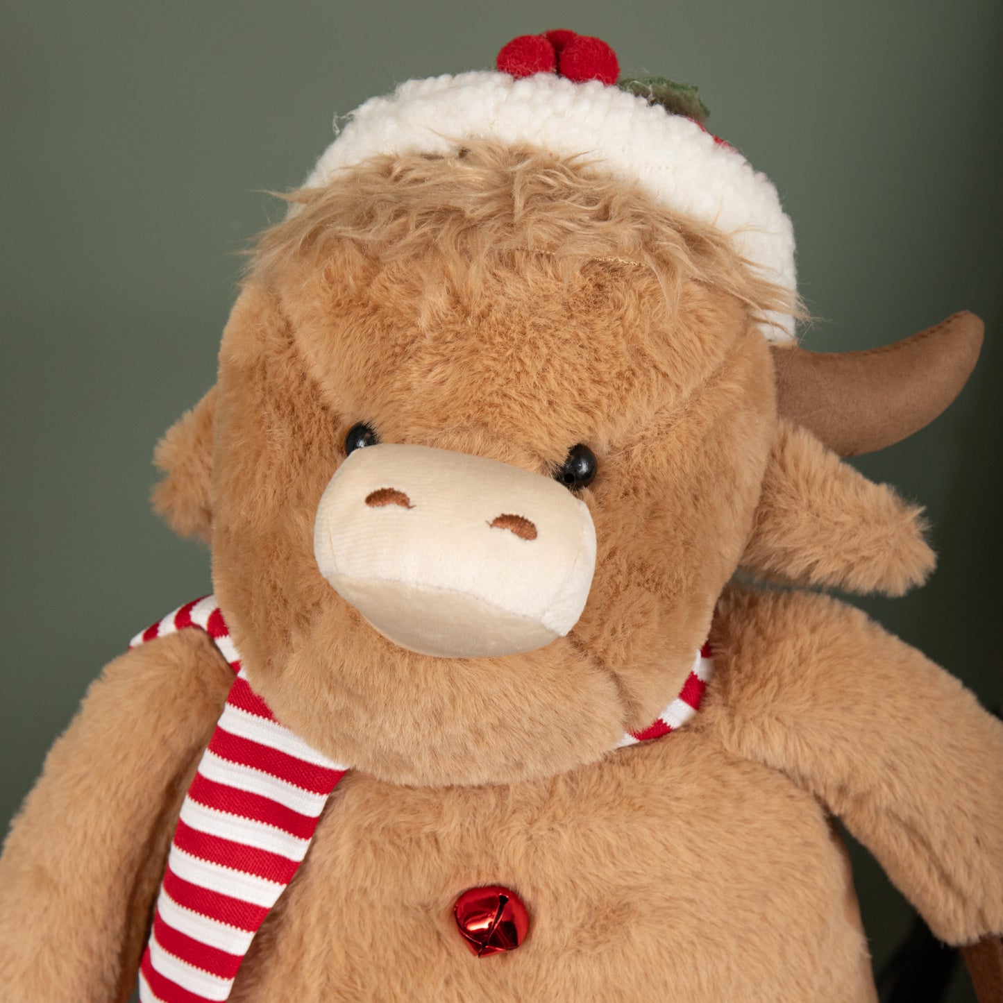 84cm Tall Plush Standing Christmas Highland Boy Cow with Extendable Legs