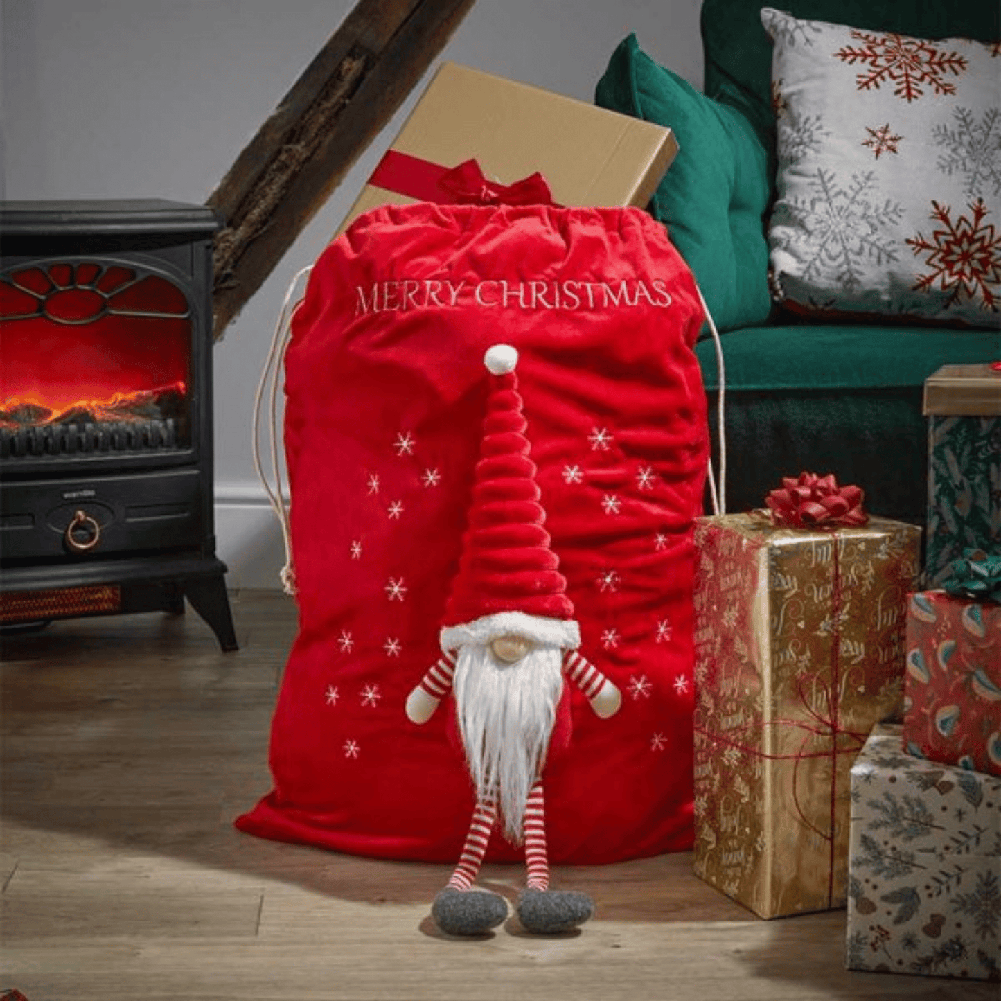 70cm Large Red Christmas Gonk Gift Sack with Drawstring