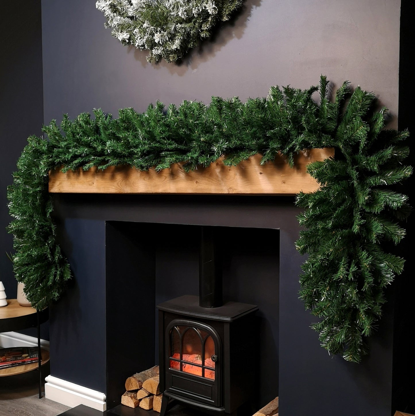 2.7m (9ft) x 38cm Premier Luxury Extra Bushy Plain Green Christmas Garland