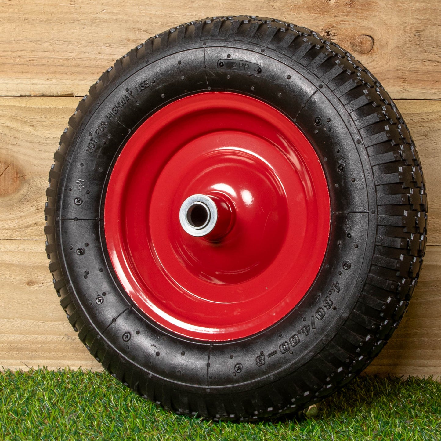 Replacement 15" x 4" Pneumatic Heavy Duty Garden Wheelbarrow Wheel & Axel In Red