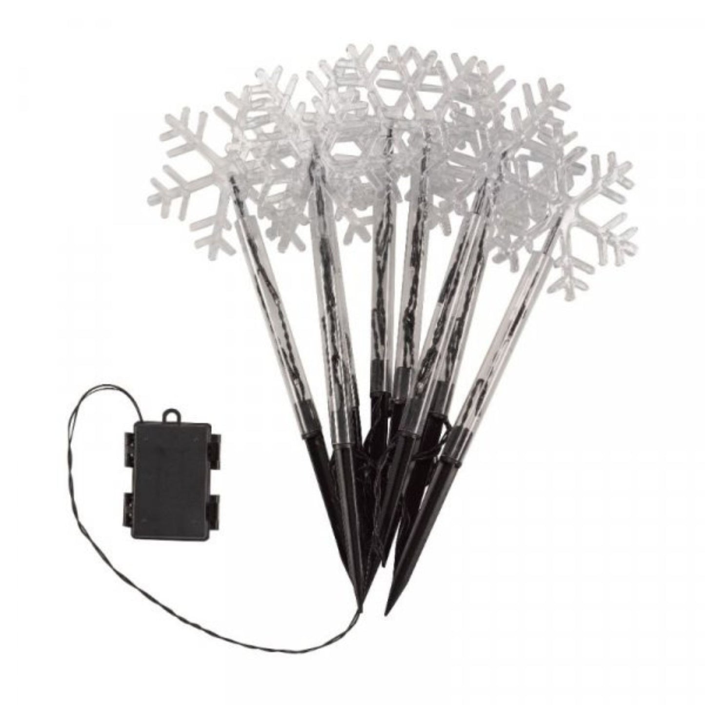 Battery Operated Set of 8 Light up Christmas Snowflake Garden Stakes with LEDs